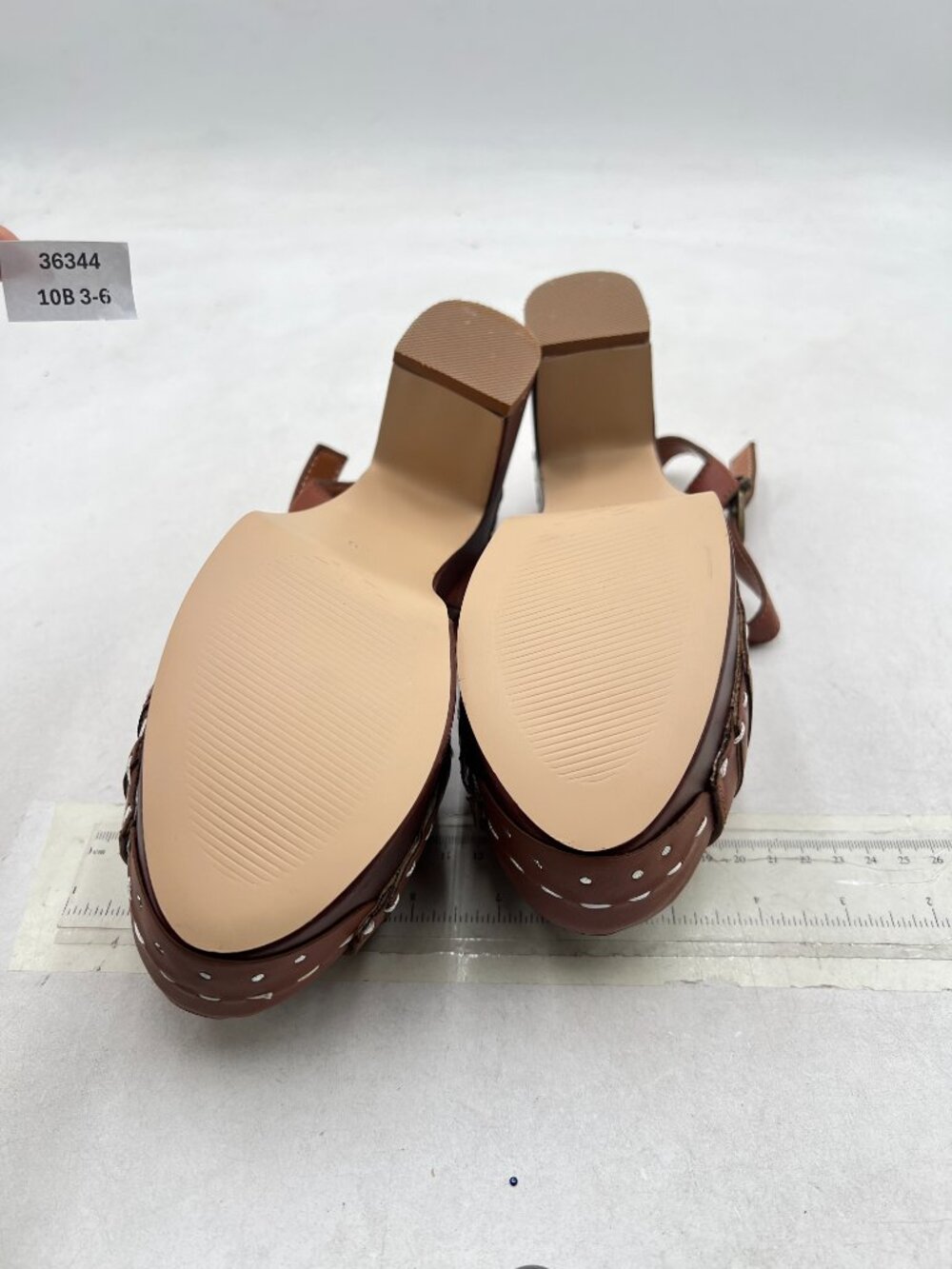 FSJ Brown Peep Toe Clog Heels Retro Platform Sandals for Women - Picture 7 of 8
